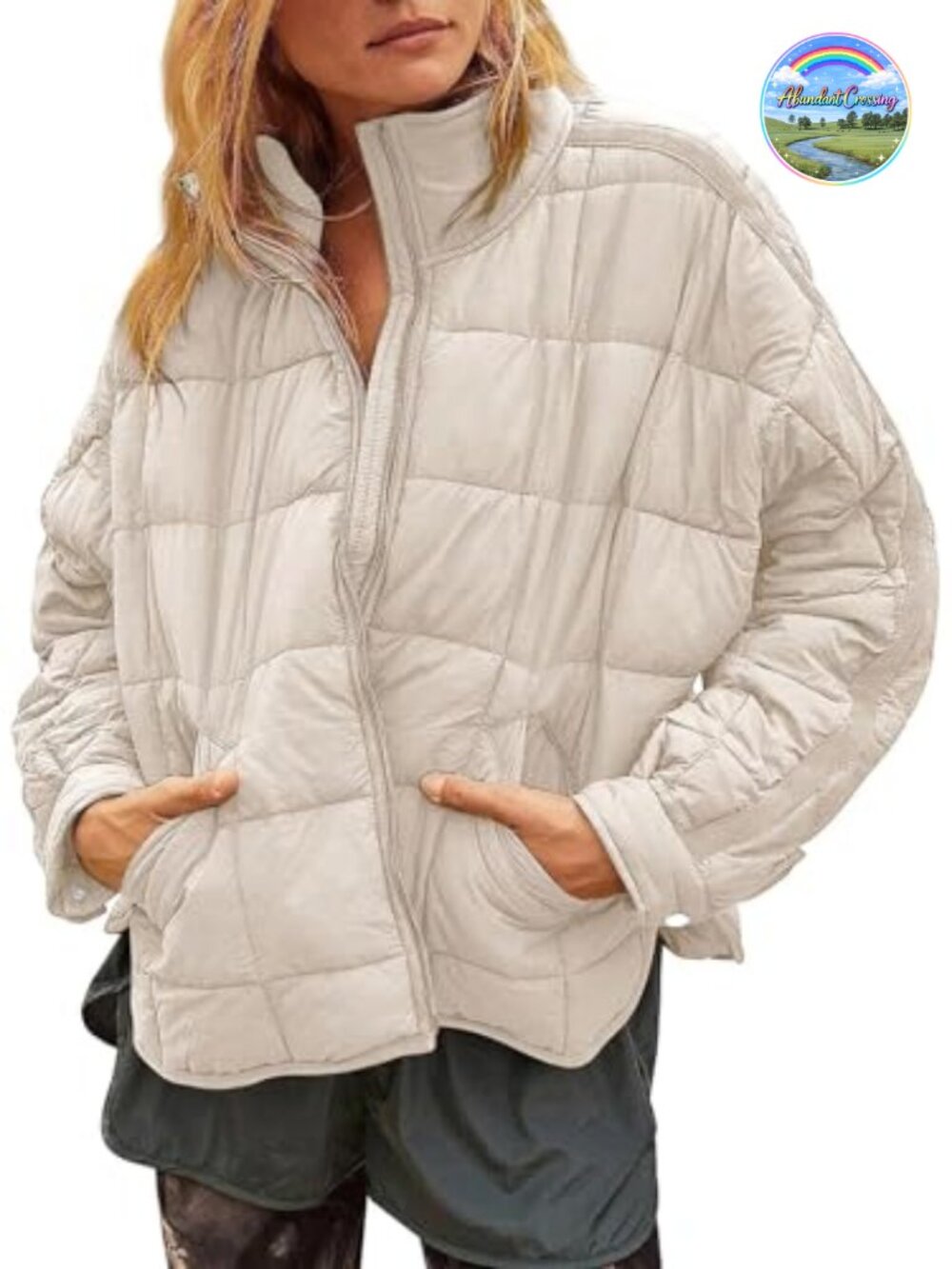 Oversized Quilted Puffer Jacket Lightweight Down Coat for Women